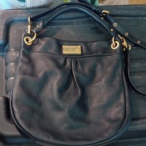 Marc Jacobs Black Leather Hobo with Gold Accents